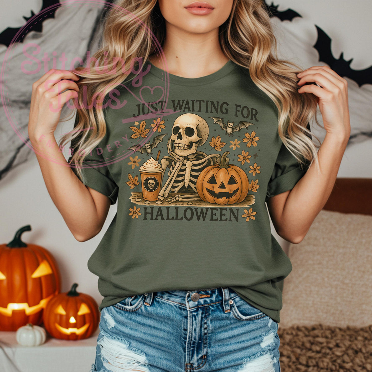Skeleton Pumpkin Comfort Colors Shirt | Retro Halloween Graphic Tee