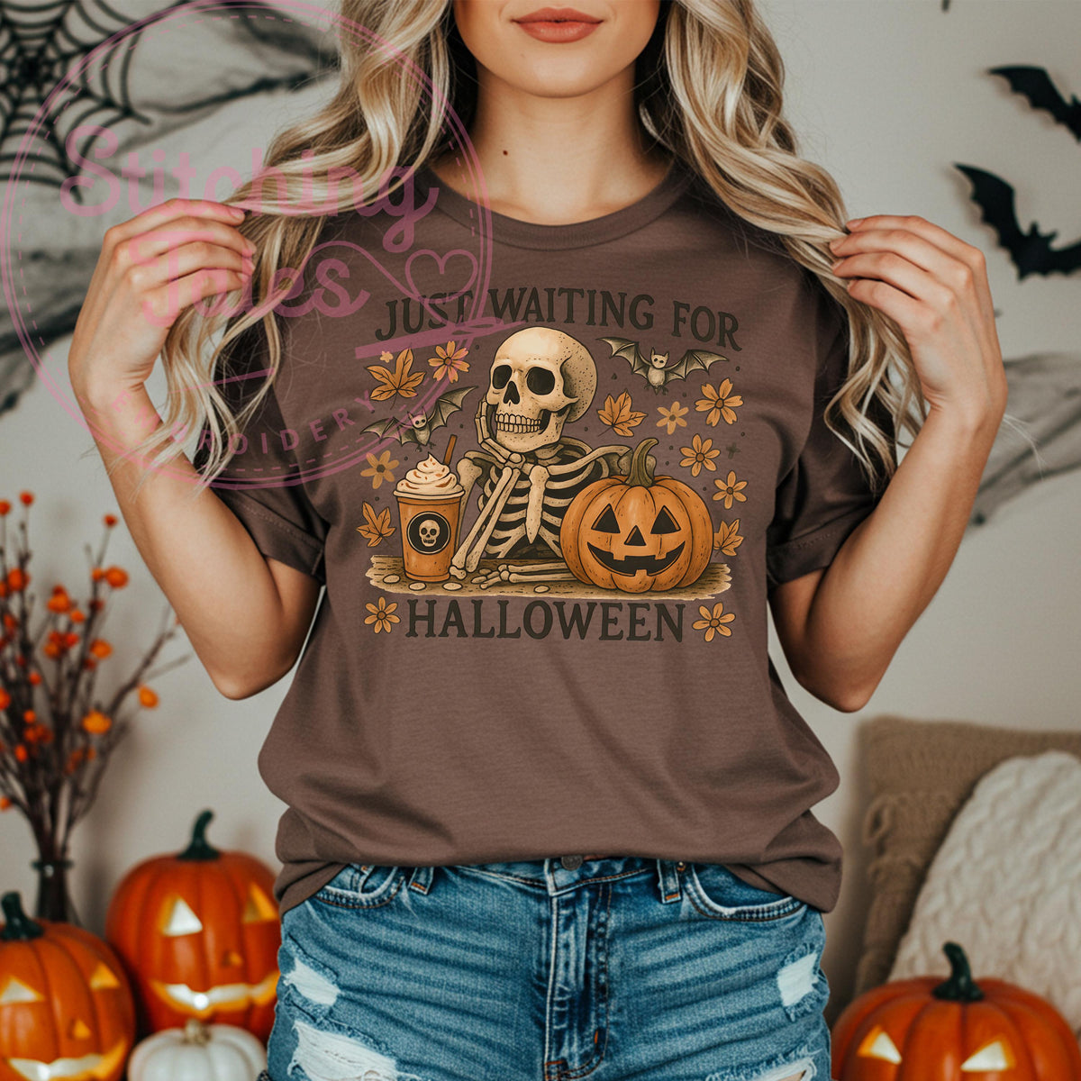Skeleton Pumpkin Comfort Colors Shirt | Retro Halloween Graphic Tee