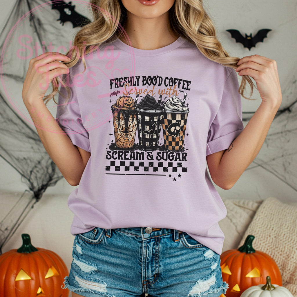 Freshly Boo’d Coffee Shirt, Comfort Colors Halloween Graphic Tee