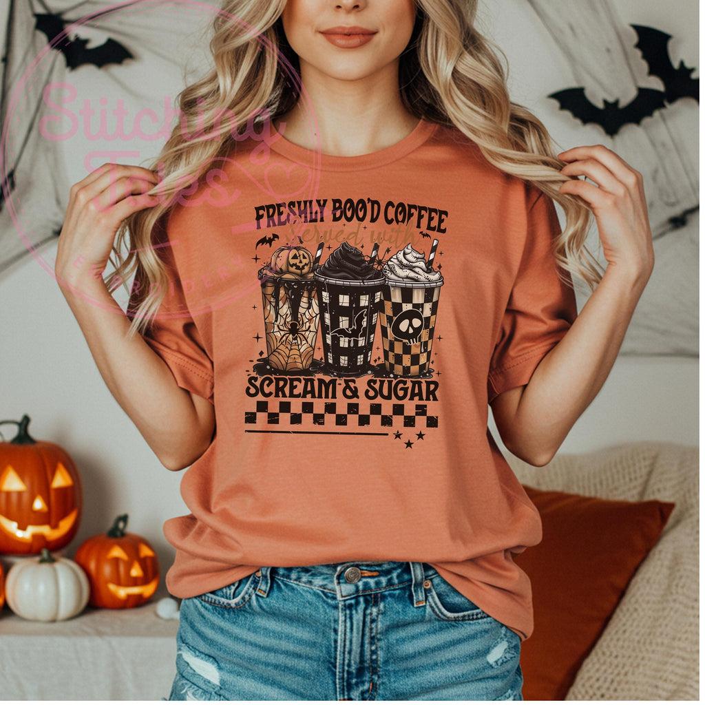 Freshly Boo’d Coffee Shirt, Comfort Colors Halloween Graphic Tee