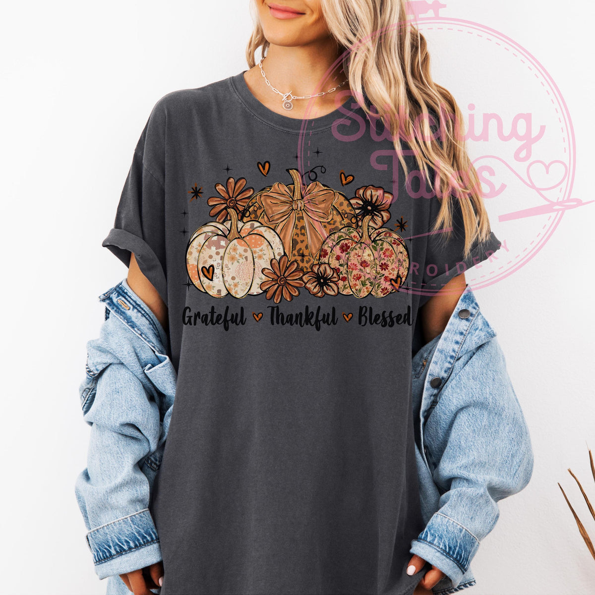 Grateful Thankful Blessed Shirt, Comfort Colors Fall Tee