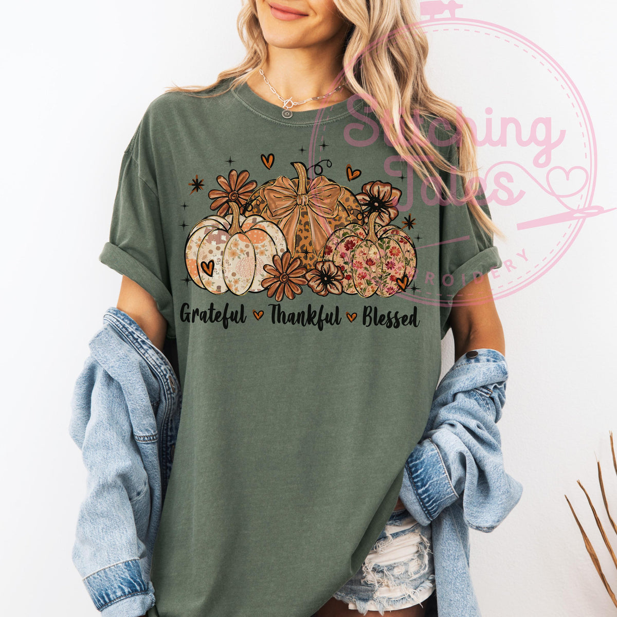 Grateful Thankful Blessed Shirt, Comfort Colors Fall Tee