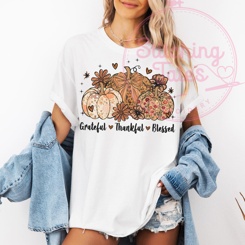 Grateful Thankful Blessed Shirt, Comfort Colors Fall Tee