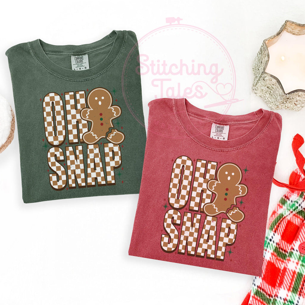 Oh Snap Gingerbread Christmas Tee, Comfort Colors Holiday Shirt