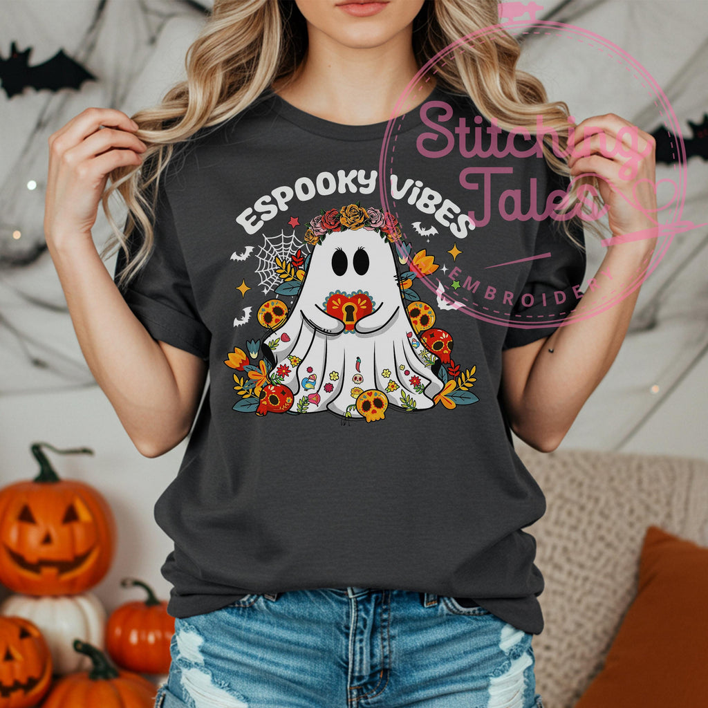 Spooky Vibes Halloween Tee, Funny Latino Ghost Shirt