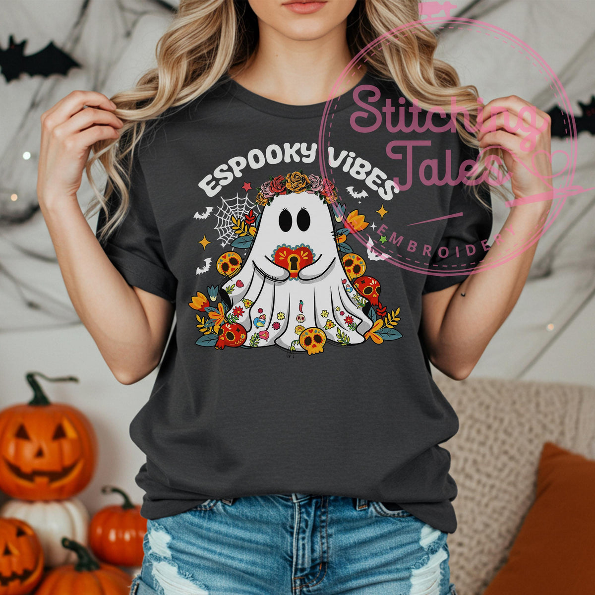 Spooky Vibes Halloween Tee, Funny Latino Ghost Shirt