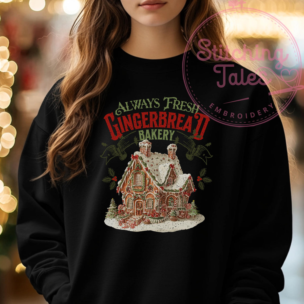 Gingerbread Bakery Christmas Sweatshirt, Vintage Holiday Pullover