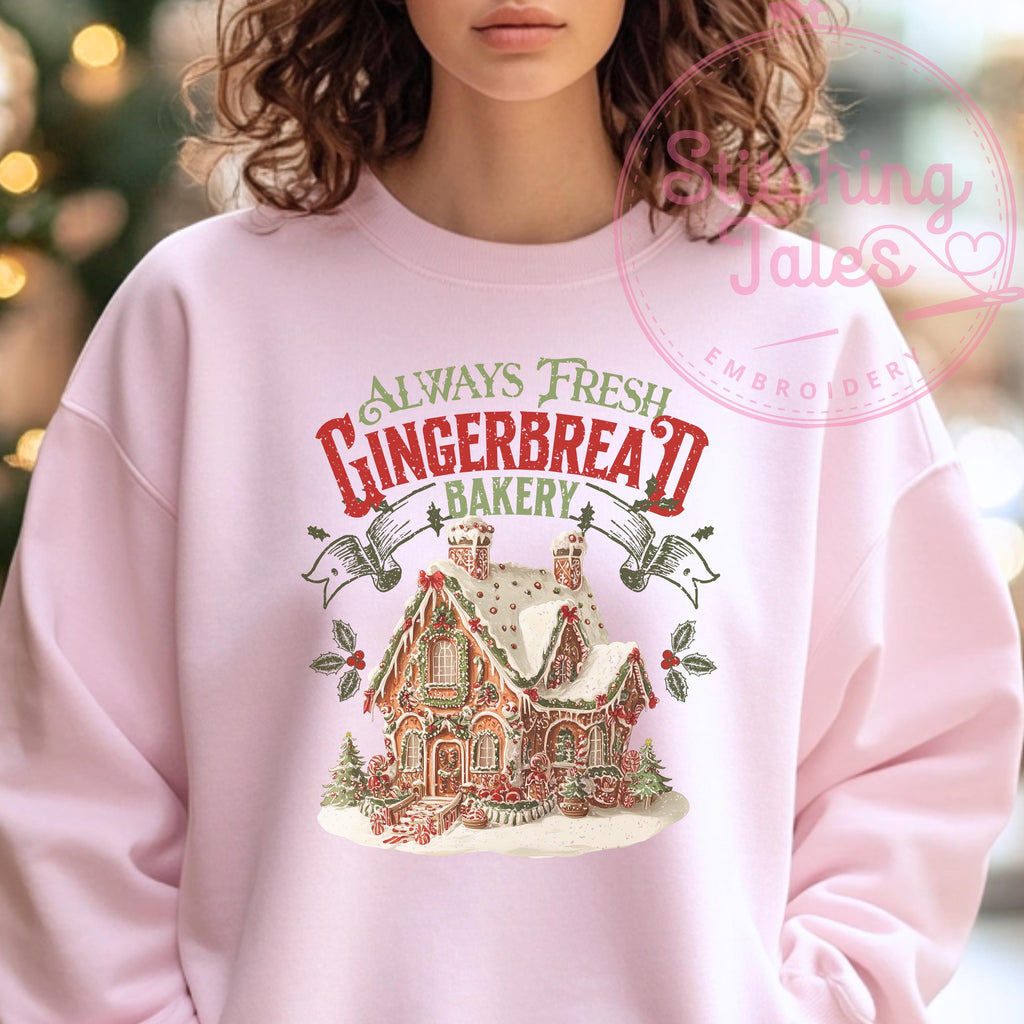 Gingerbread Bakery Christmas Sweatshirt, Vintage Holiday Pullover