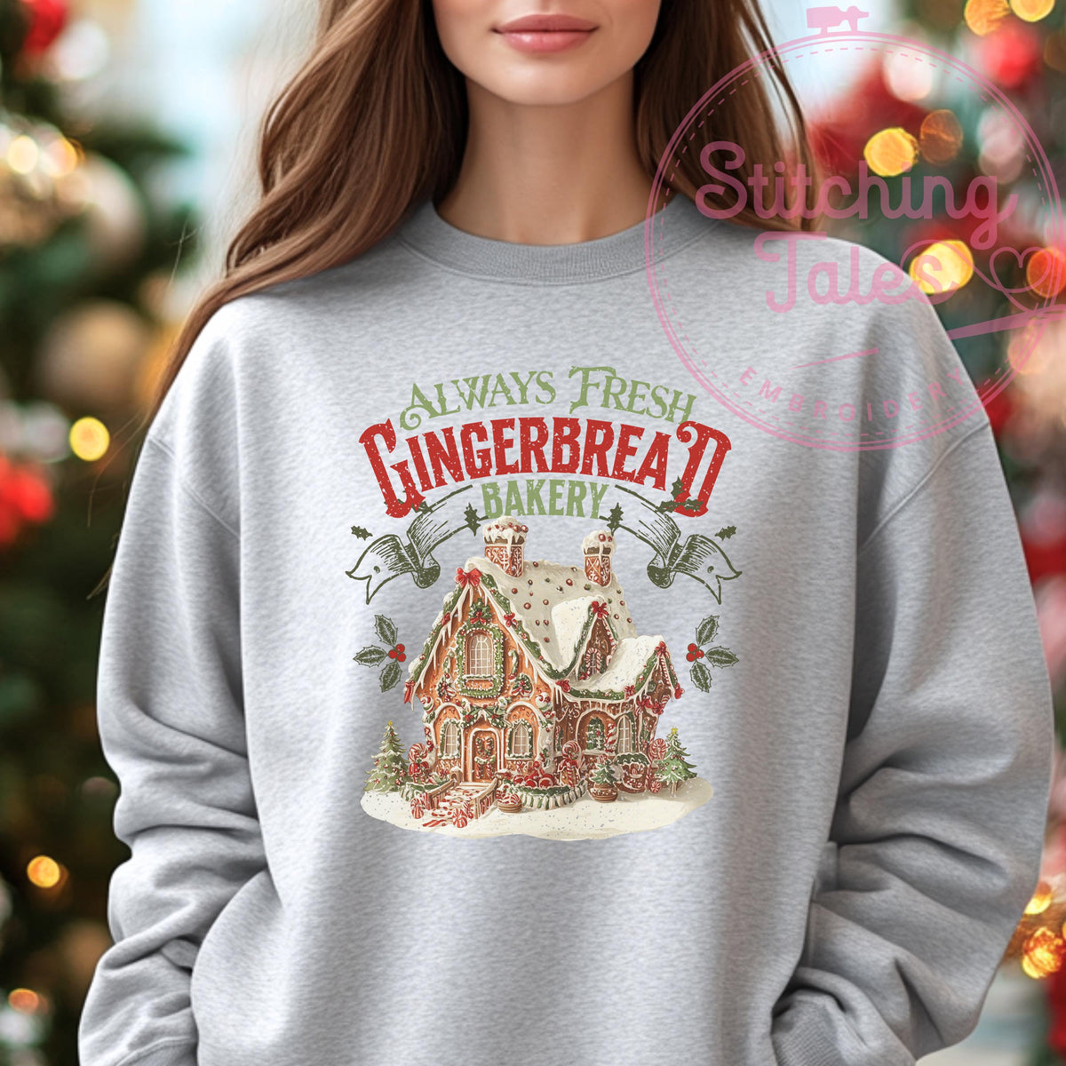 Gingerbread Bakery Christmas Sweatshirt, Vintage Holiday Pullover