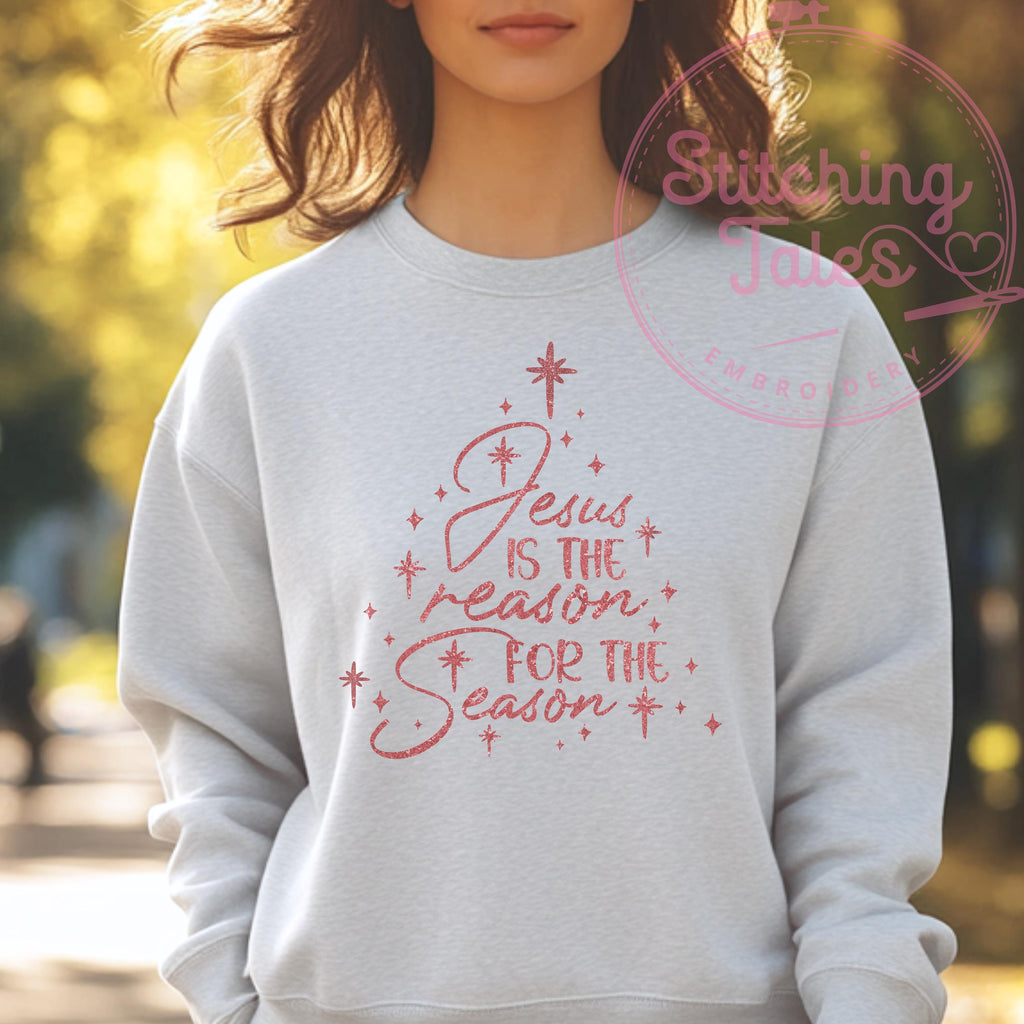 Jesus Is The Reason Sweatshirt, Faith Christmas Tree Crewneck