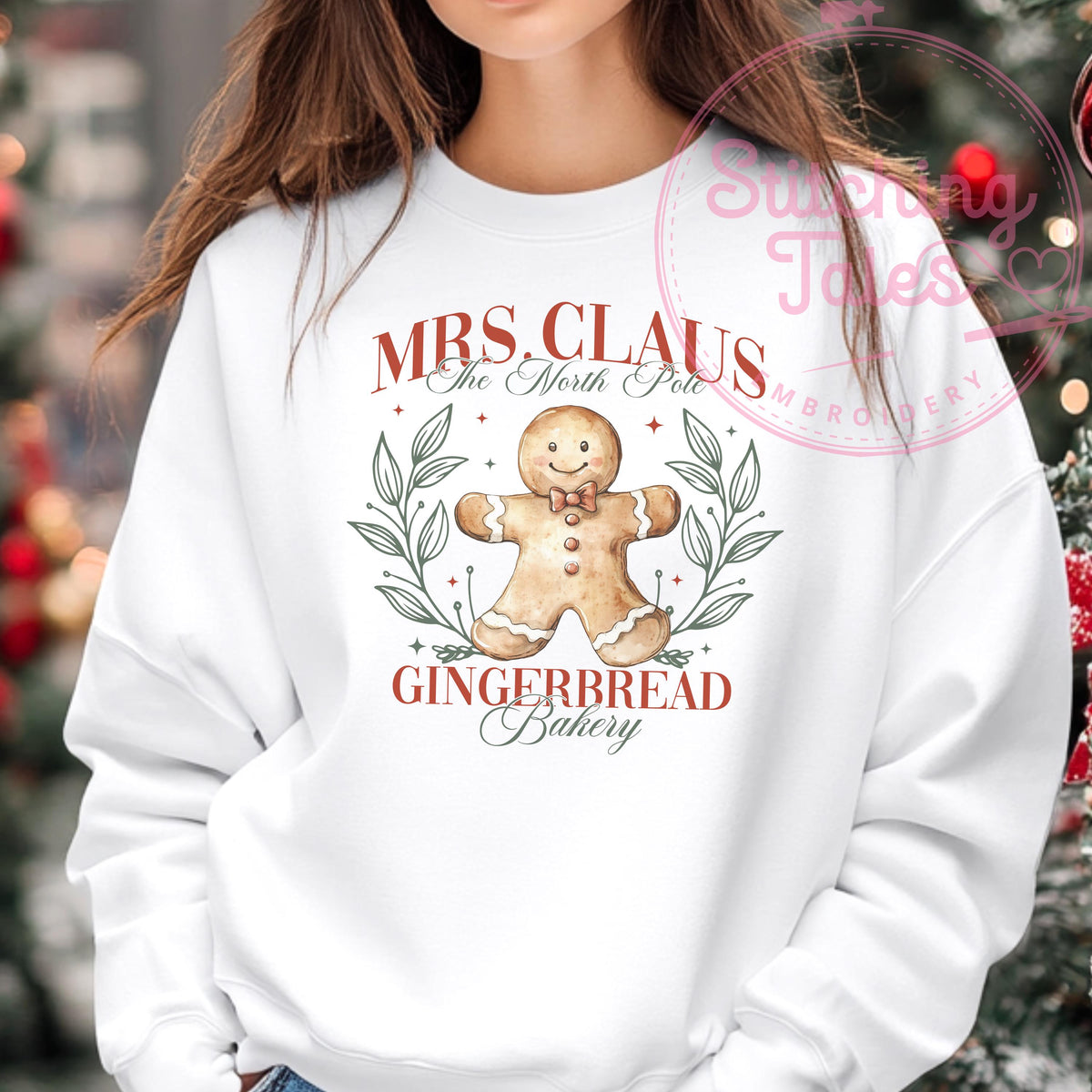 Mrs. Claus Gingerbread Bakery Sweatshirt, Vintage Christmas Crewneck