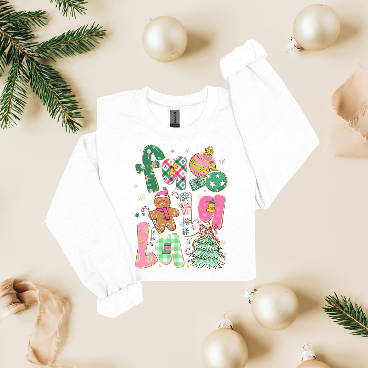 Fa La La Christmas Tee, Comfort Colors Retro Holiday Top