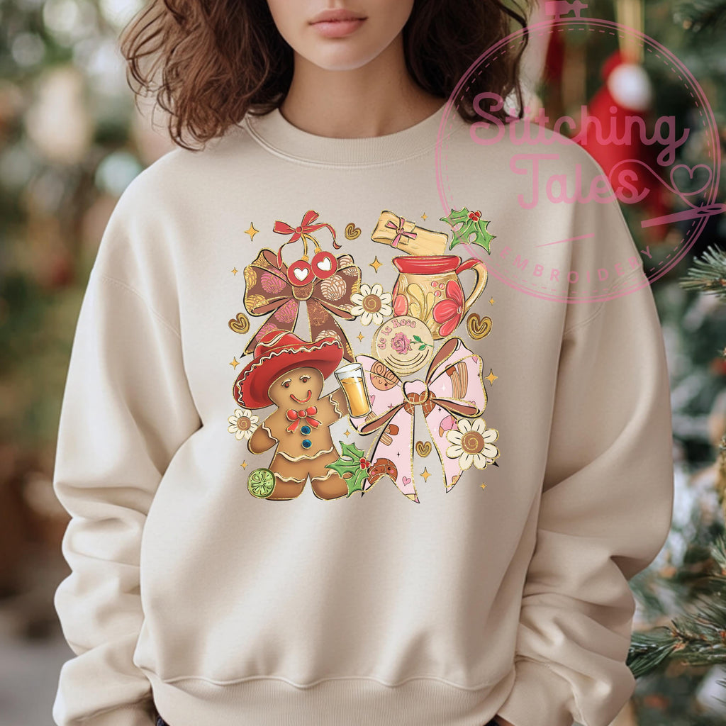 Feliz Navidad Sweatshirt, Gingerbread Cowboy, Latino Christmas
