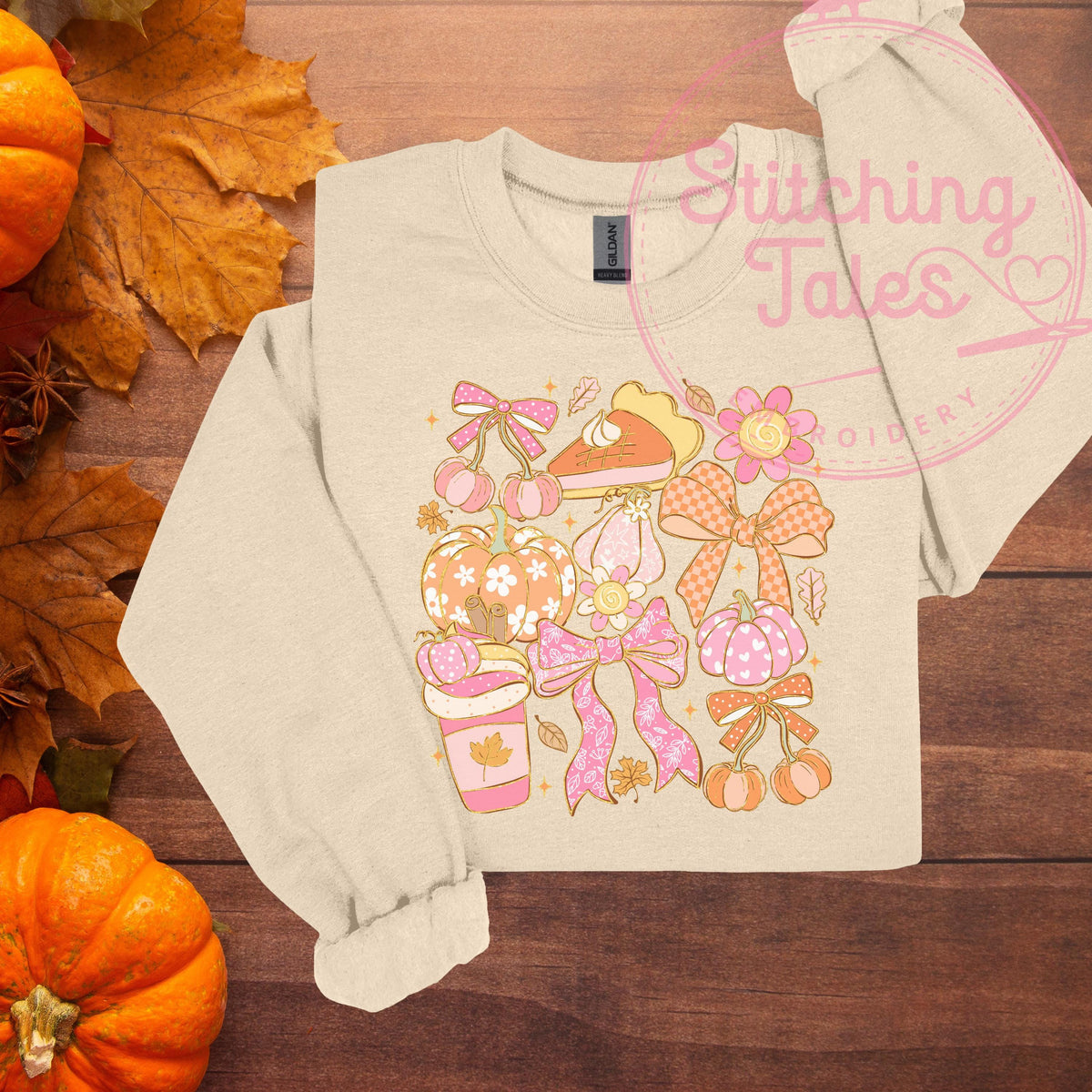 Coquette Fall T-Shirt, Girly Pumpkin Bows, Comfort Colors Tee