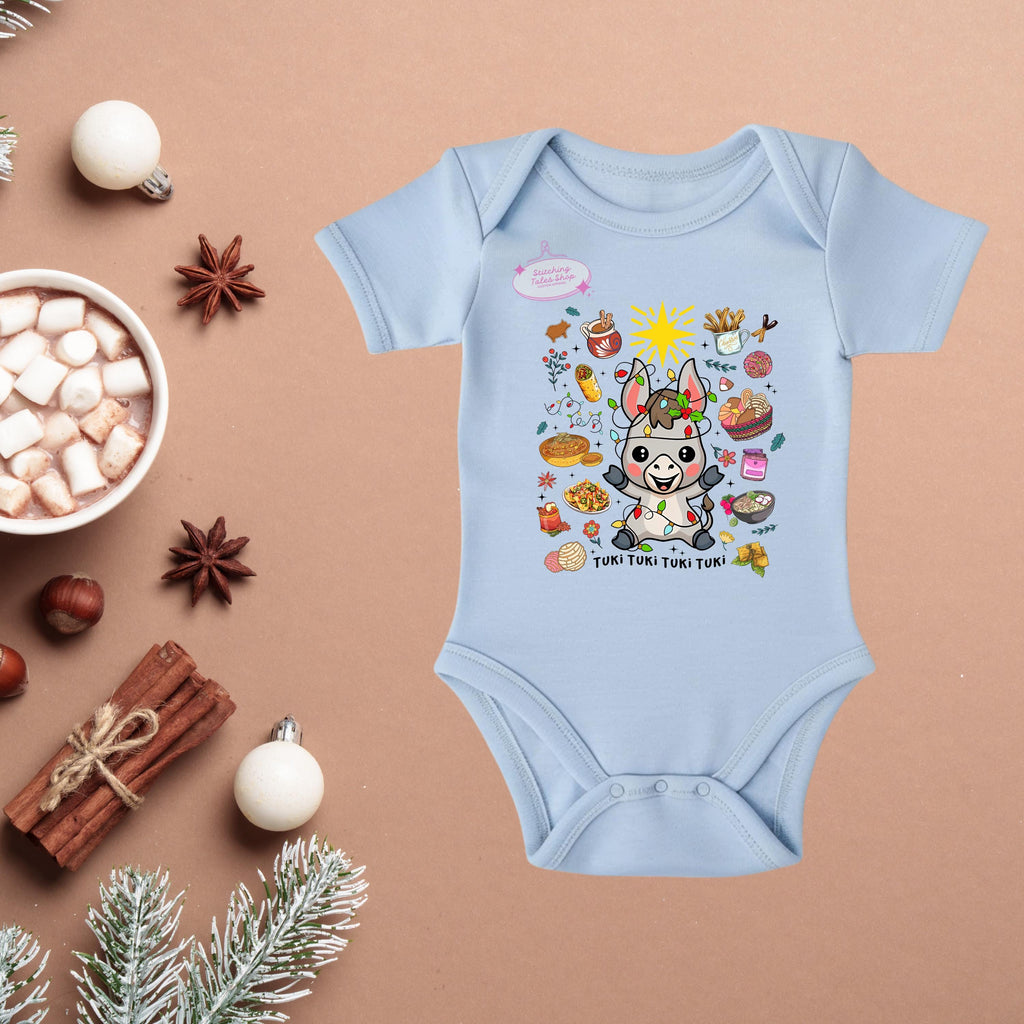 Christmas Donkey Baby Onesie, Holiday Outfit, Festive Bodysuit