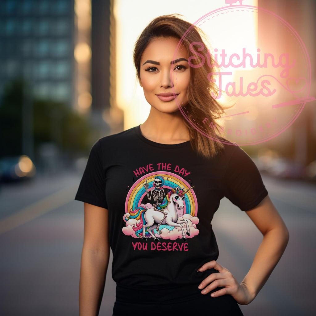 Skeleton Unicorn Rainbow Tee, Sarcastic Dark Humor Shirt