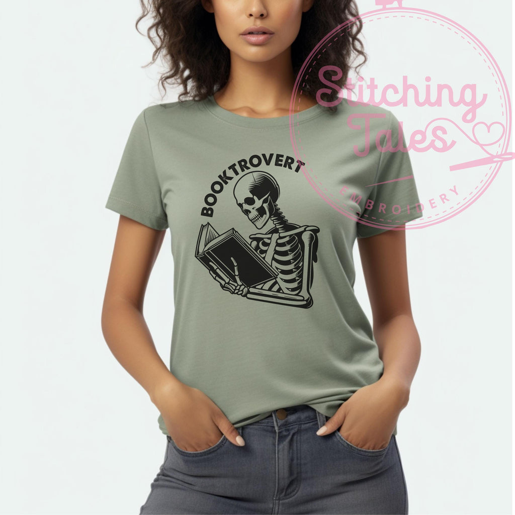 Booktrovert Skeleton Reader T-Shirt, Bookish Humor