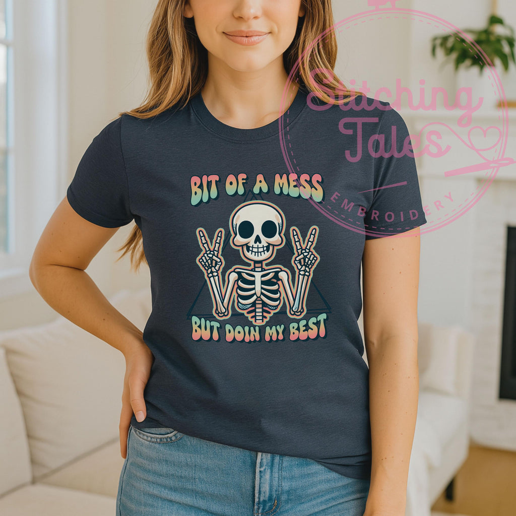 Funny Skeleton Tee, Mental Health Shirt, Relatable Humor