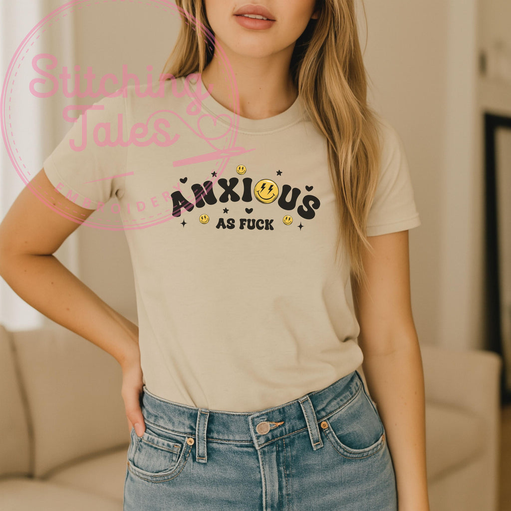 Anxious AF Graphic Tee, Funny Mental Health Shirt