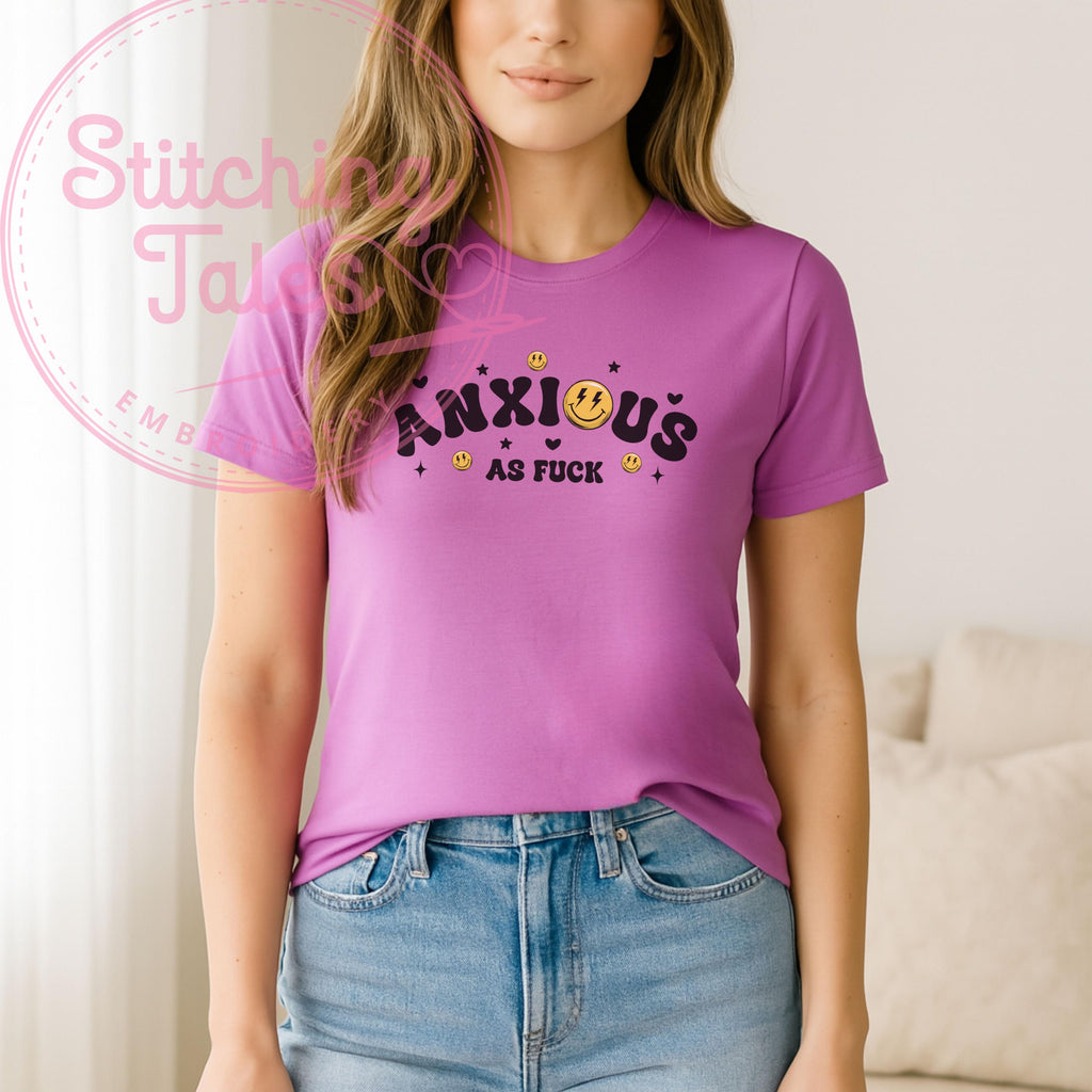 Anxious AF Graphic Tee, Funny Mental Health Shirt