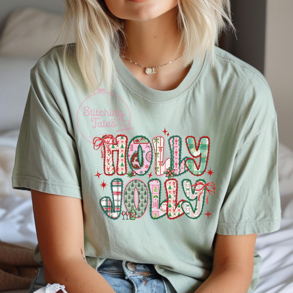 Holly Jolly Christmas Sweatshirt, Pink Festive Crewneck