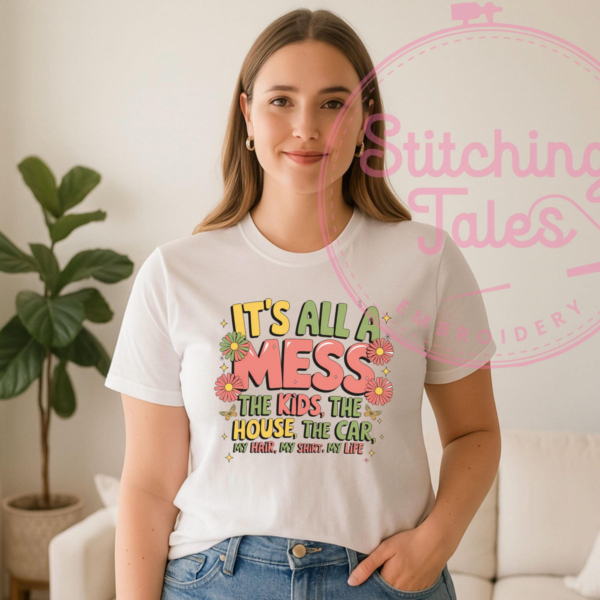 Funny Mom T-Shirt, It's All A Mess Graphic Tee, Momlife Humor