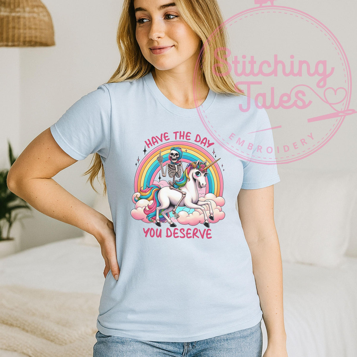 Skeleton Unicorn Rainbow Tee, Sarcastic Dark Humor Shirt