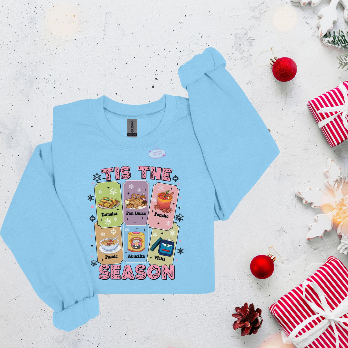 Tis The Season Tamales Sweatshirt, Latino Christmas Crewneck, Abuelita Sweater Gift