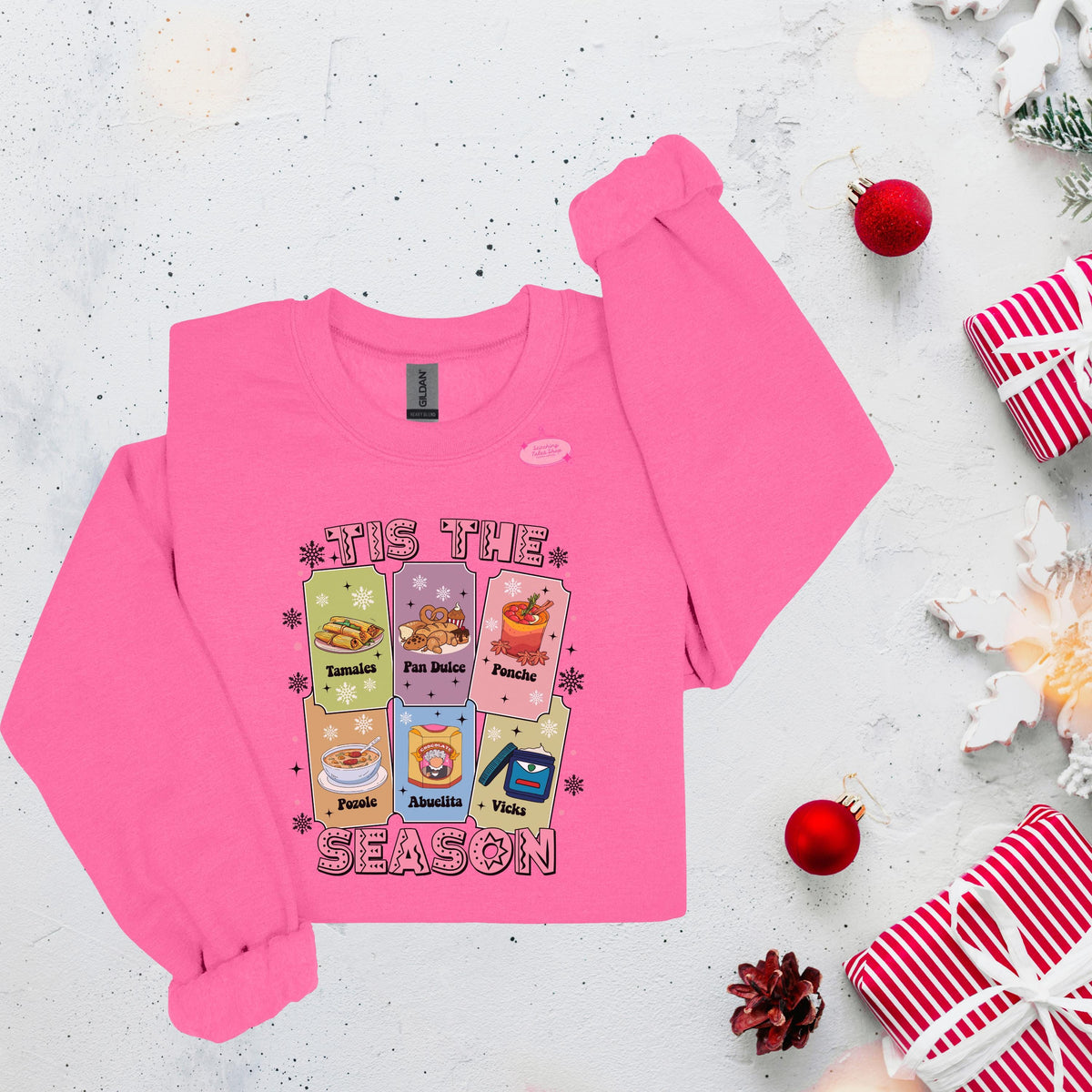 Tis The Season Tamales Sweatshirt, Latino Christmas Crewneck, Abuelita Sweater Gift