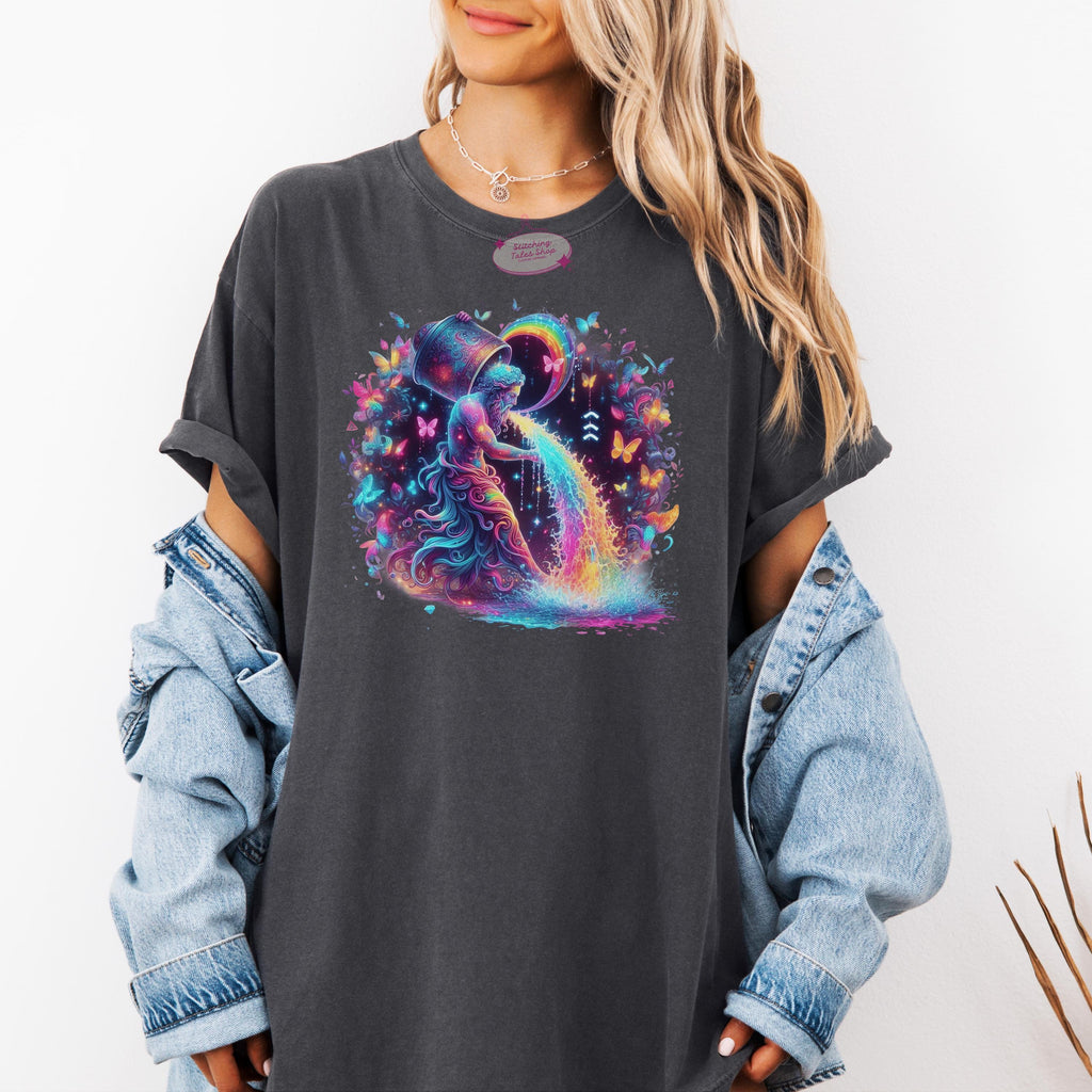 Aquarius Comfort Colors Shirt, Water Bearer Astrology Tee, Celestial Gift