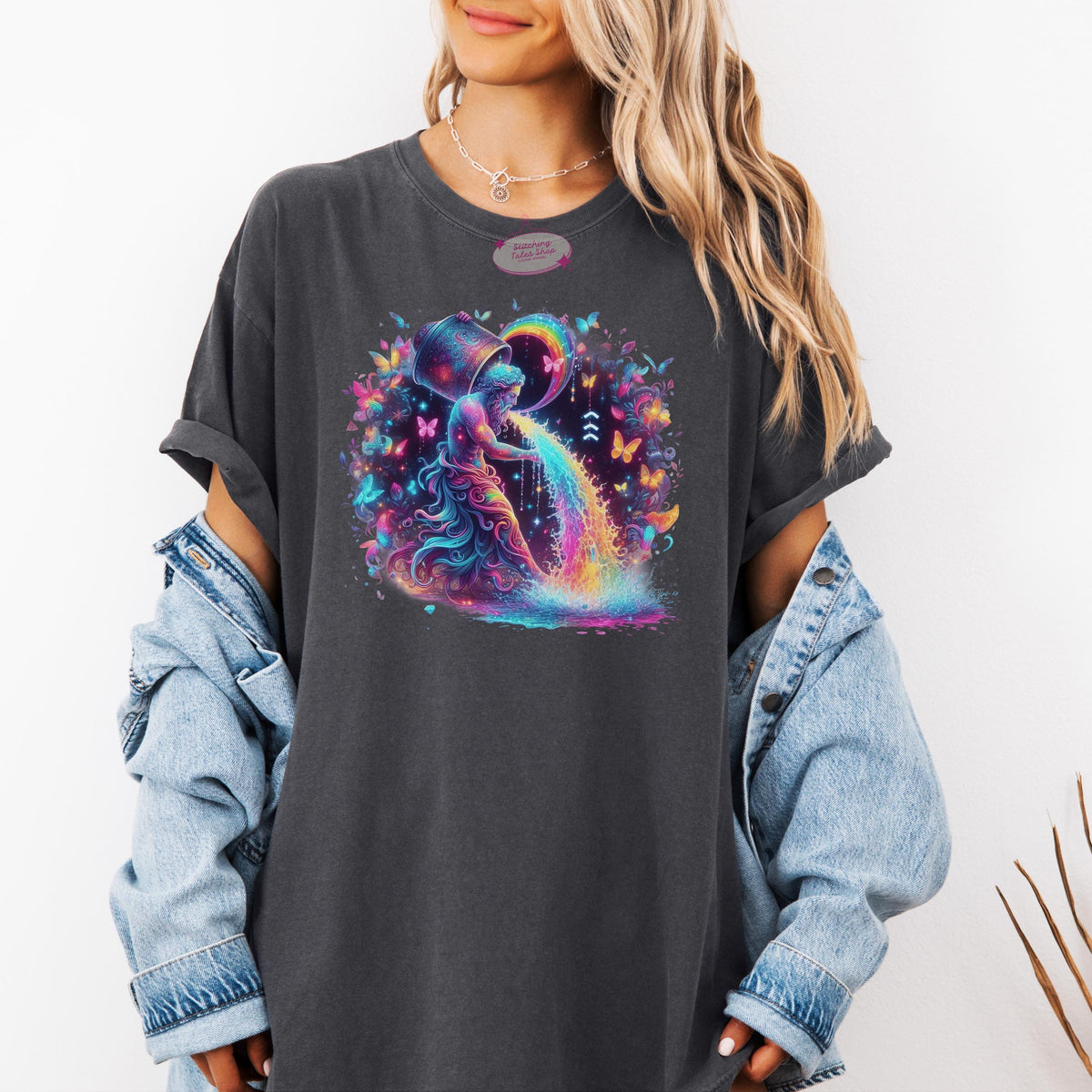 Aquarius Comfort Colors Shirt, Water Bearer Astrology Tee, Celestial Gift