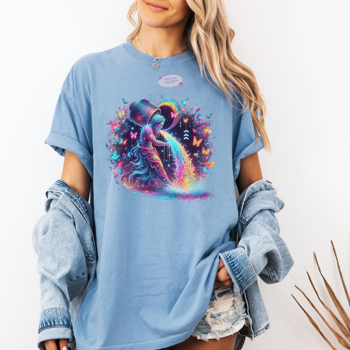 Aquarius Comfort Colors Shirt, Water Bearer Astrology Tee, Celestial Gift
