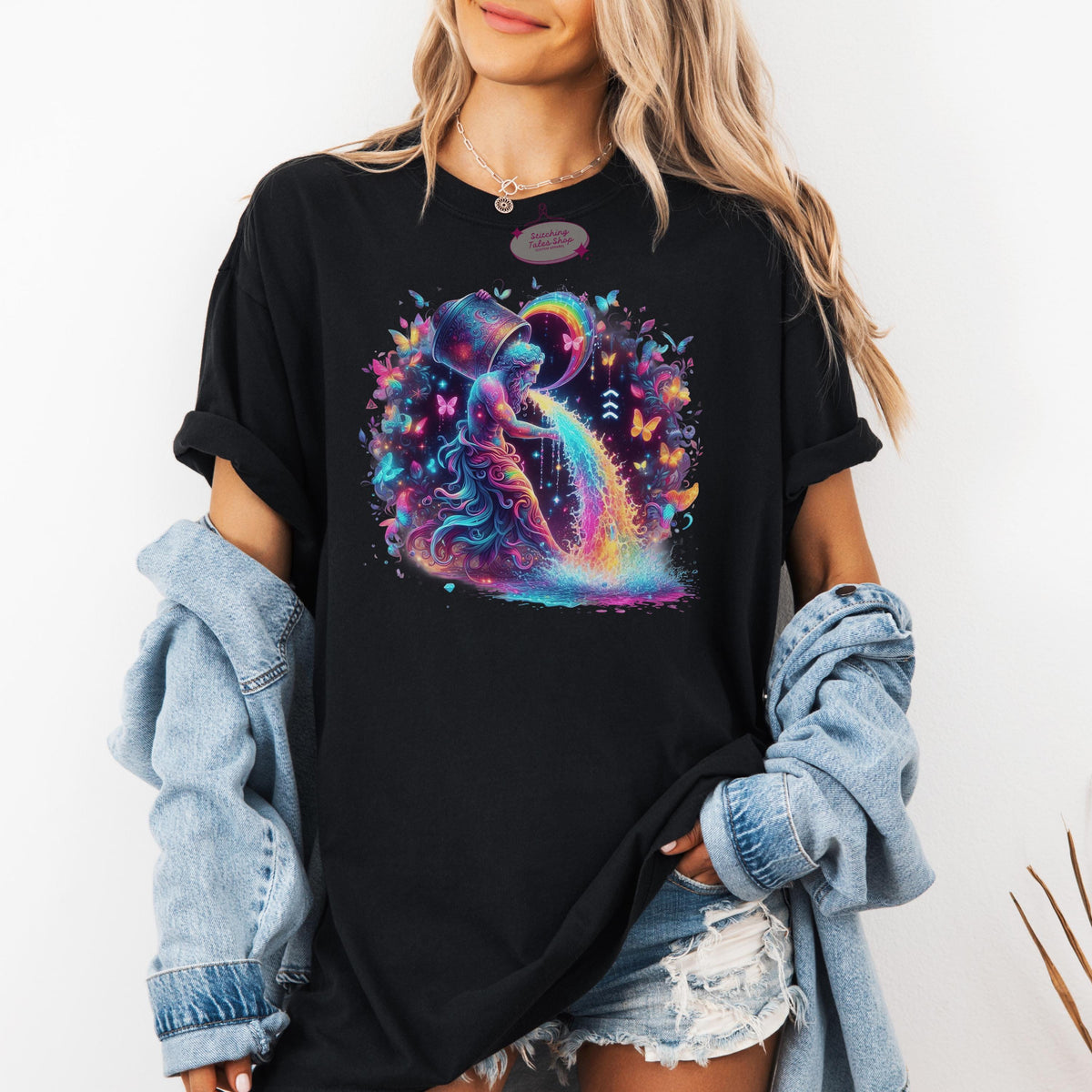 Aquarius Comfort Colors Shirt, Water Bearer Astrology Tee, Celestial Gift