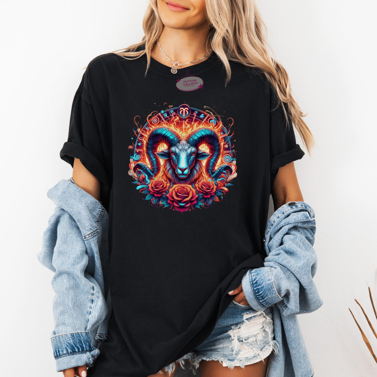 Aries Ram Shirt, Comfort Colors Astrology Tee, Boho Zodiac Gift