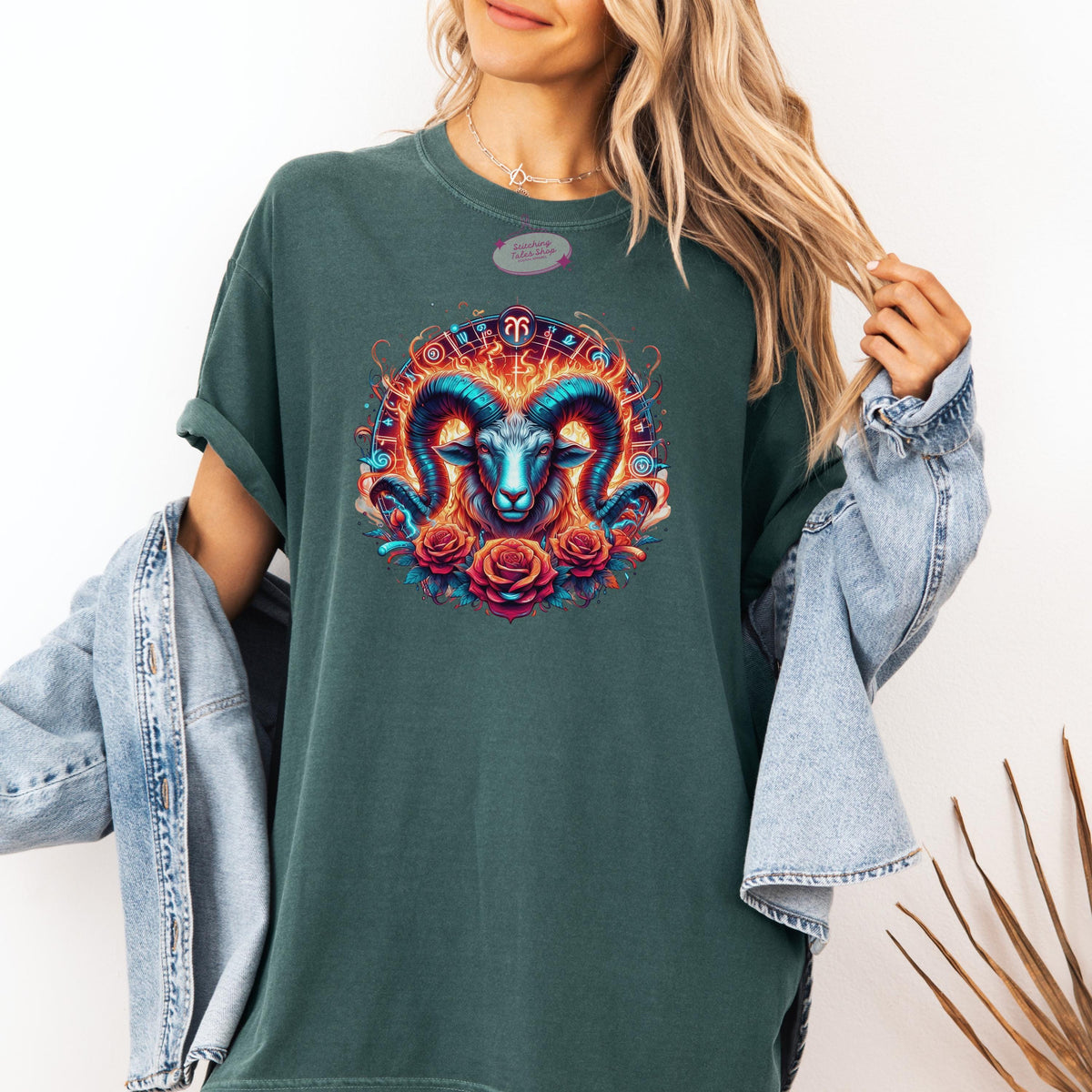 Aries Ram Shirt, Comfort Colors Astrology Tee, Boho Zodiac Gift