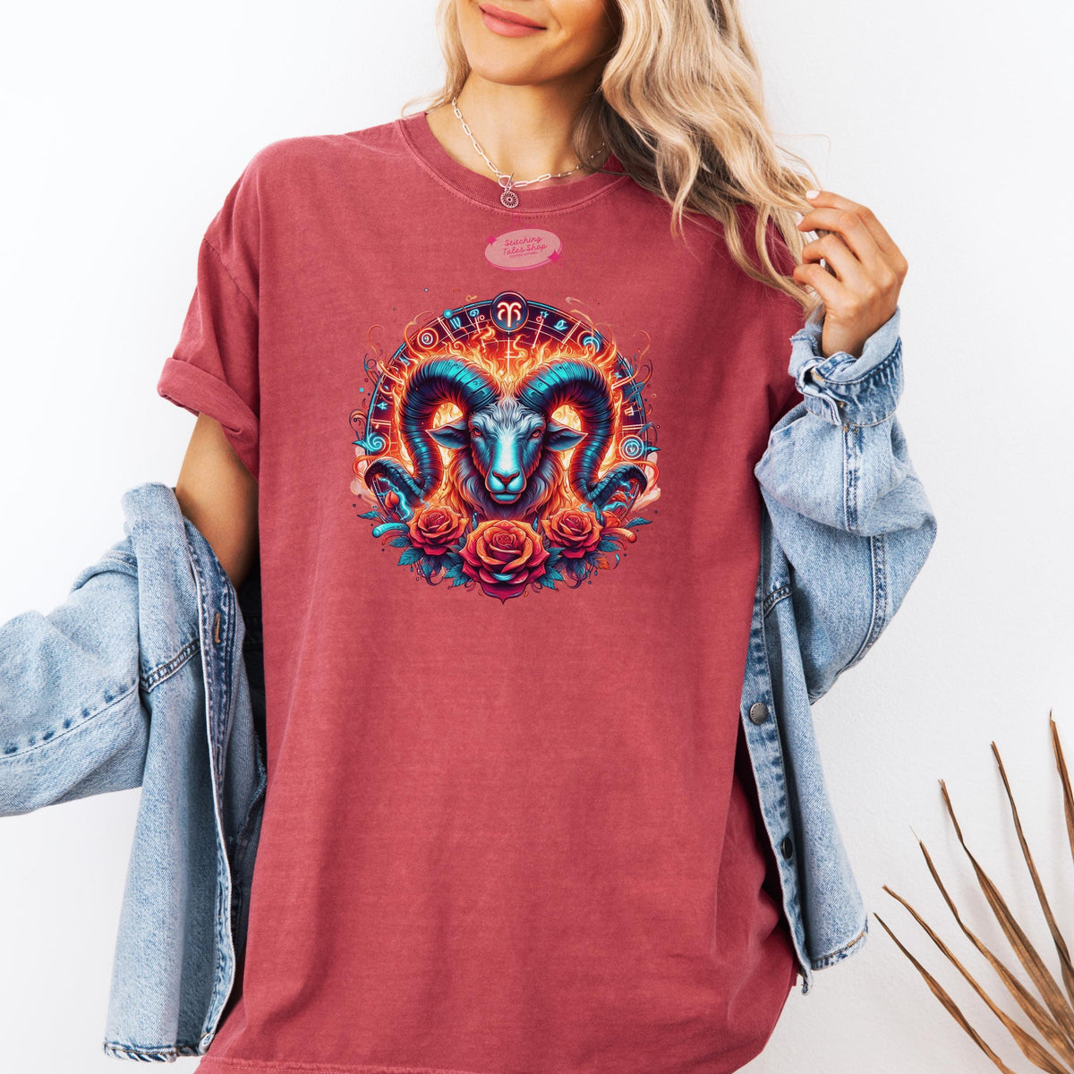 Aries Ram Shirt, Comfort Colors Astrology Tee, Boho Zodiac Gift
