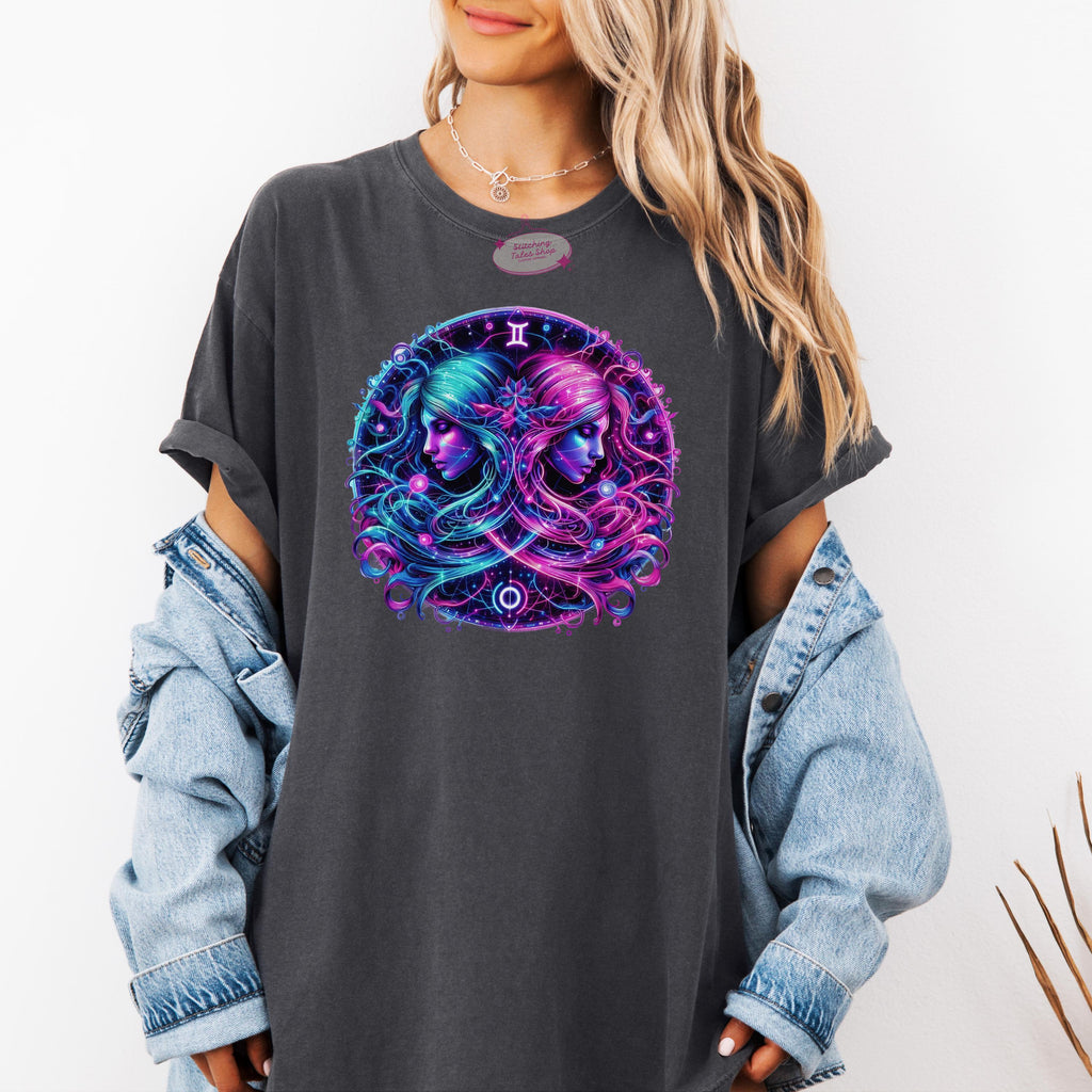 Gemini Zodiac Comfort Colors Tee, Celestial Twins Shirt, Astrology Gift