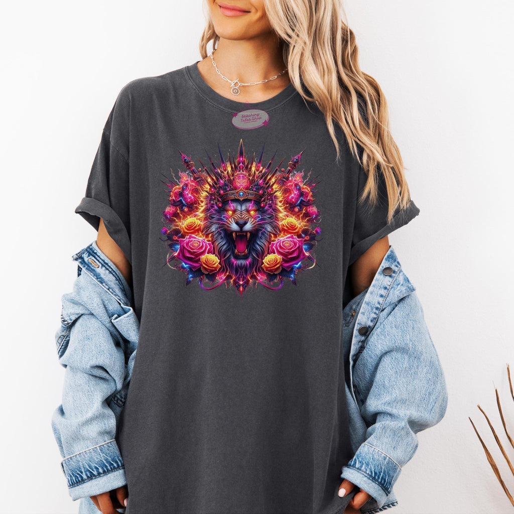 Leo Zodiac Comfort Colors Tee, Fire Lion Graphic