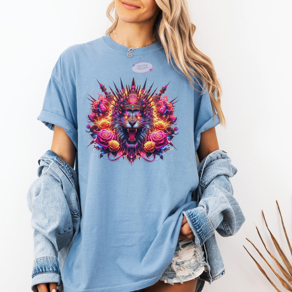 Leo Zodiac Comfort Colors Tee, Fire Lion Graphic