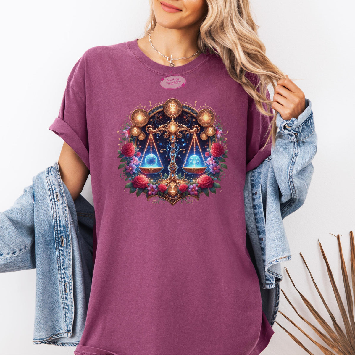 Comfort Colors Libra Shirt, Celestial Scales Graphic Tee