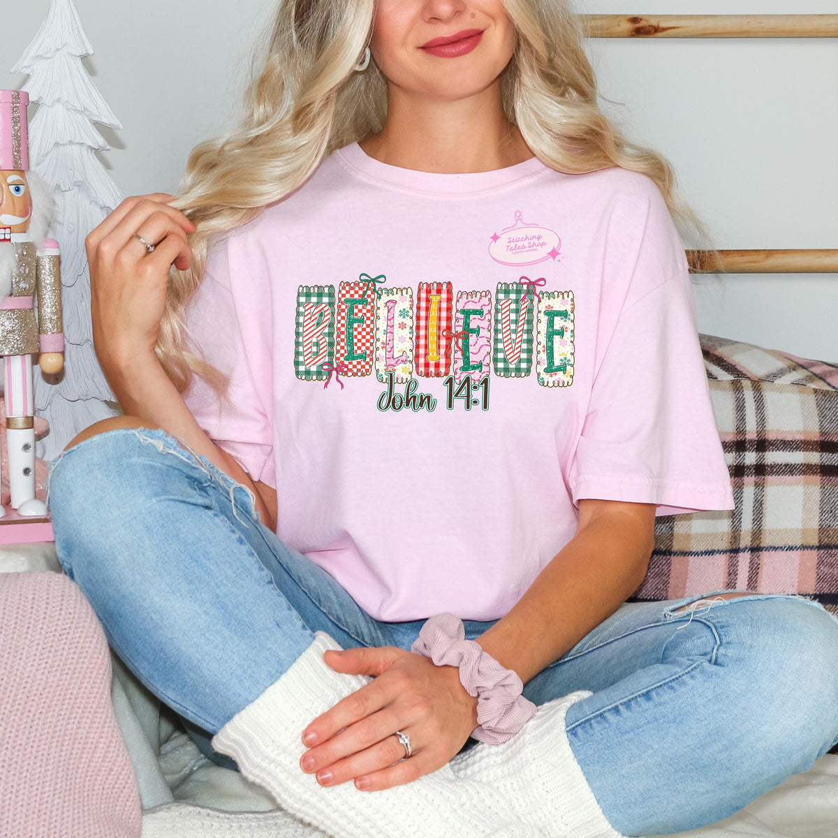 Believe John 14:1 Christmas Shirt, Faith Holiday Tee