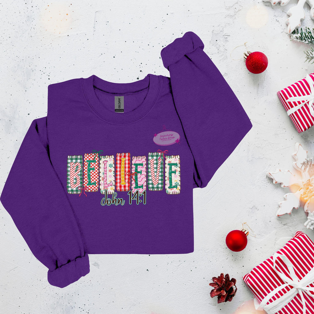 Believe John 14:1 Christmas Shirt, Faith Holiday Tee