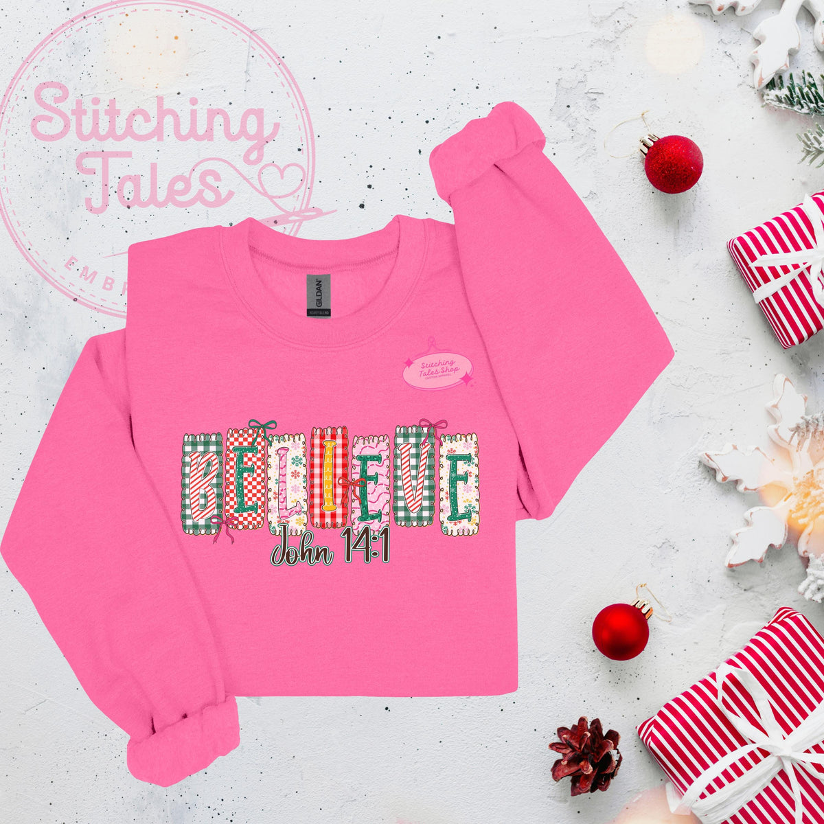 Believe John 14:1 Christmas Shirt, Faith Holiday Tee