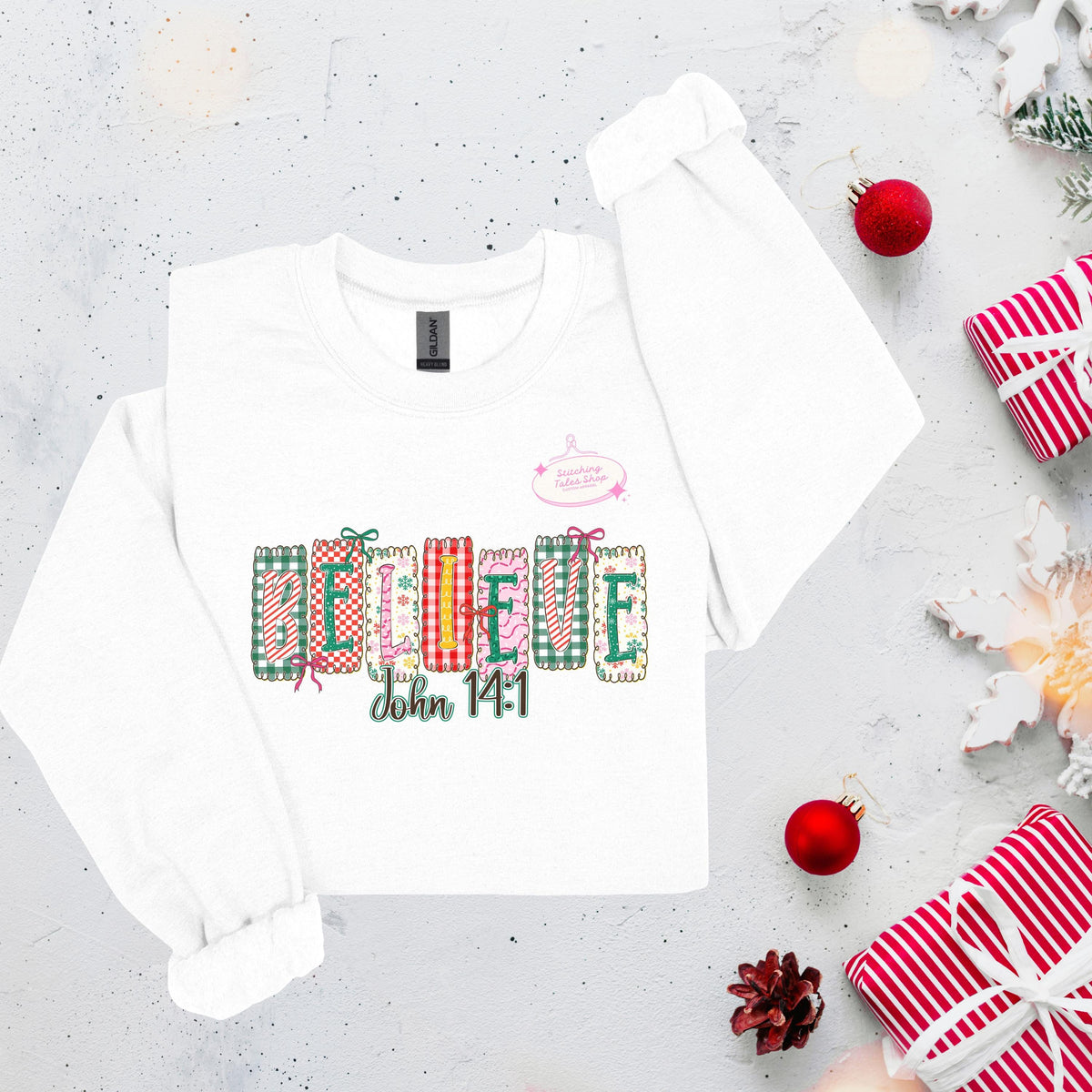 Believe John 14:1 Christmas Shirt, Faith Holiday Tee