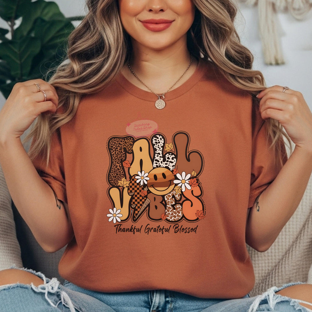 Fall Vibes Sweatshirt, Retro Leopard Print, Comfort Colors