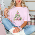 Oh Come Let Us Adore Him Shirt, Pink Christmas Tree, Comfort Colors Tee