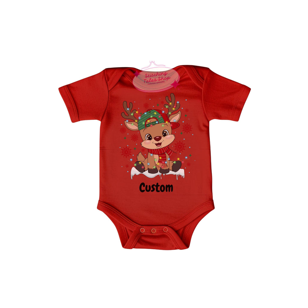 Personalized Reindeer Christmas Onesie, Baby's First Christmas