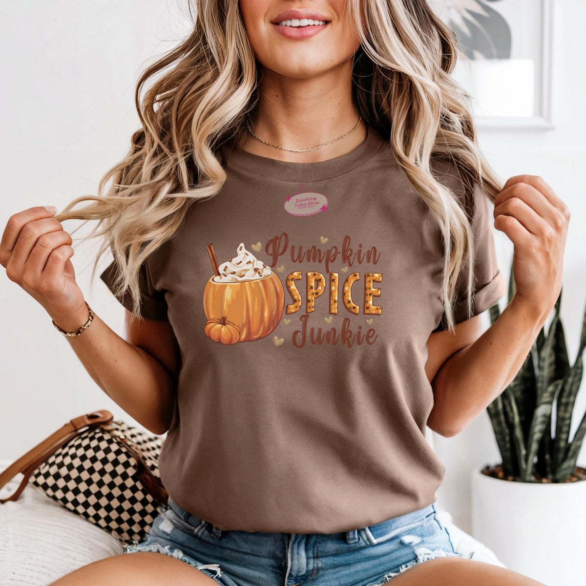 Pumpkin Spice Junkie Tee or Sweatshirt, Fall Coffee Design