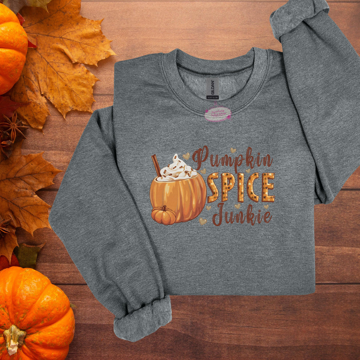 Pumpkin Spice Junkie Tee or Sweatshirt, Fall Coffee Design