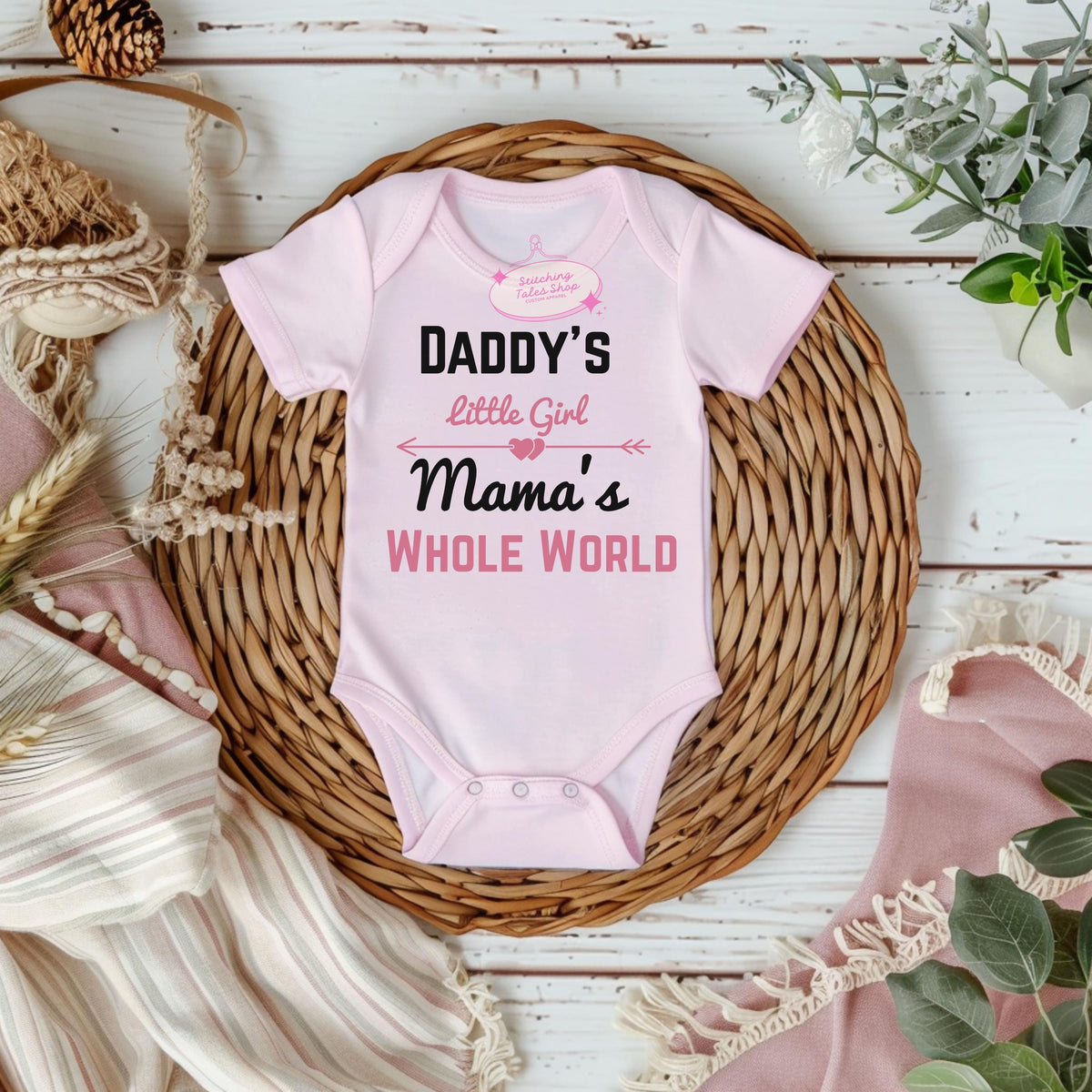 Daddy's Girl, Mama's World Baby Onesie, Newborn Gift